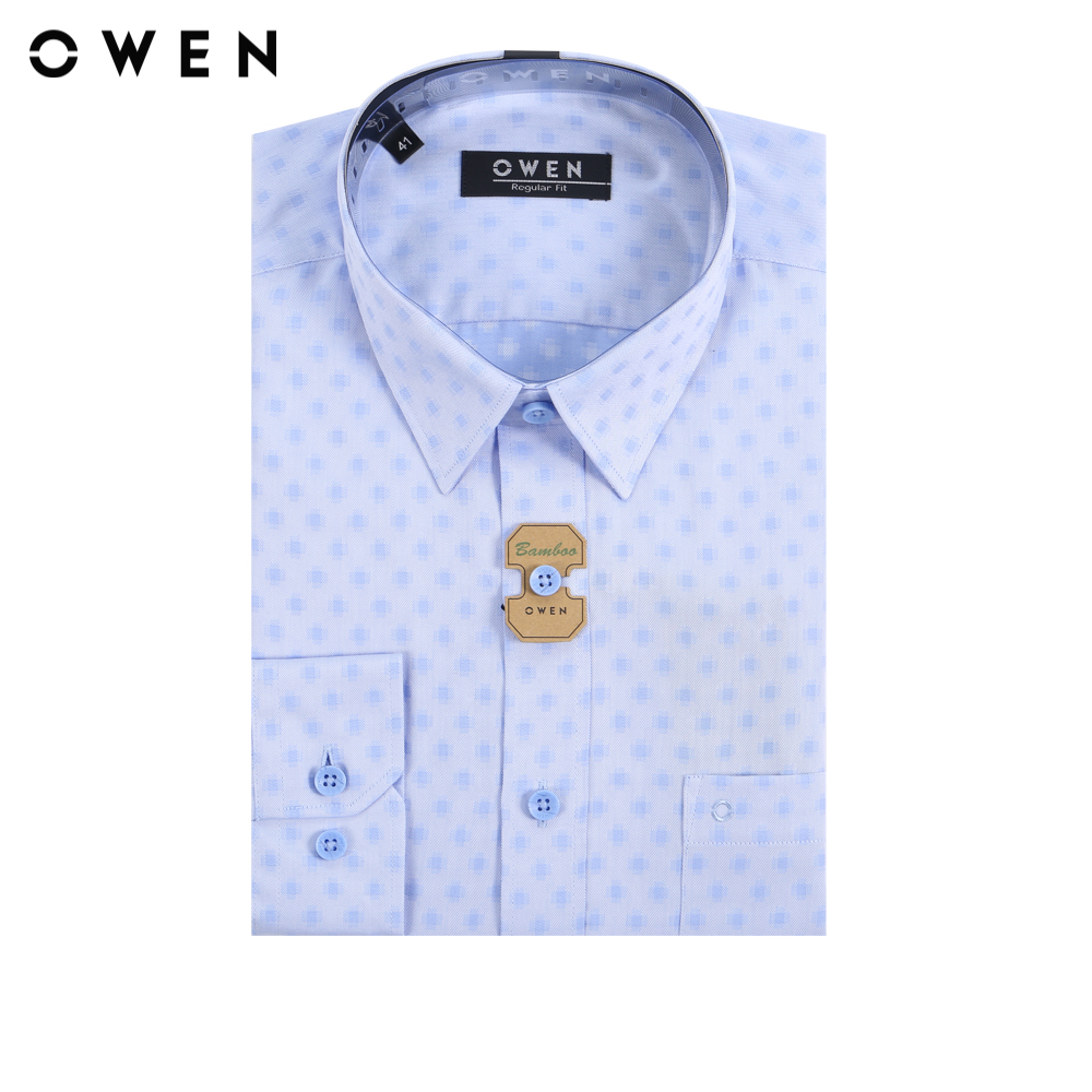 [SALE SN ĐẾN 50%] OWEN - Áo sơ mi dài tay Regular Fit AR23201D màu Xanh chất liệu Bamboo