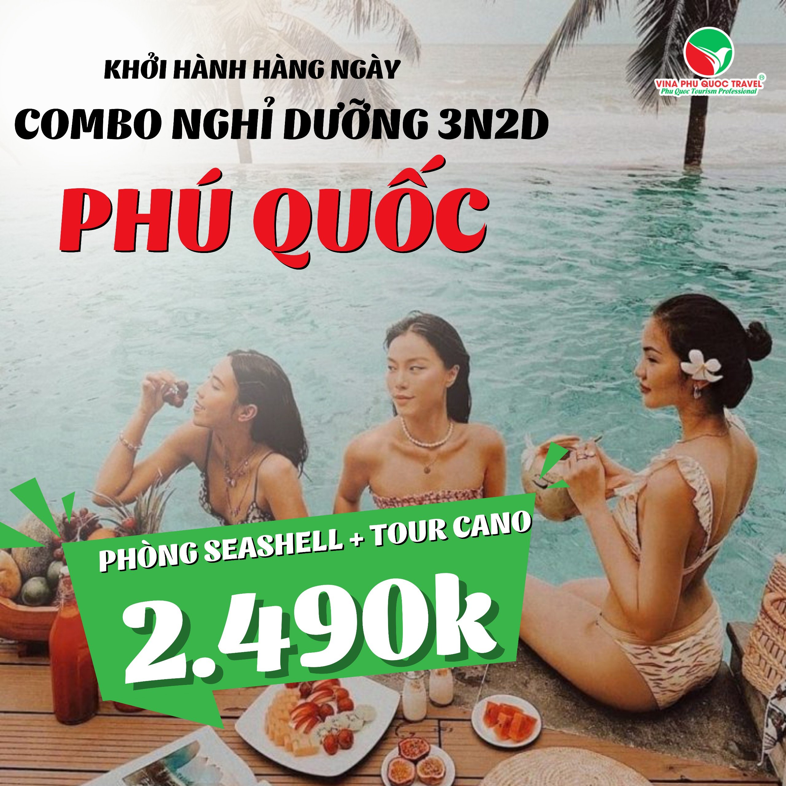 (EVoucher Vina) Phú Quốc: Nghỉ Dưỡng 3N2D tại SEASHELL PHU QUOC + Kèm TOUR CANO 4 ĐẢO