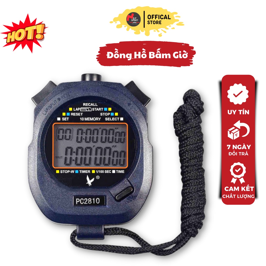 Đồng hồ bấm giờ, bấm giây thể thao 2 lap, 10lap, 30 lap cao cấp chuyên nghiệp hiển thị trên màn hinh lcd