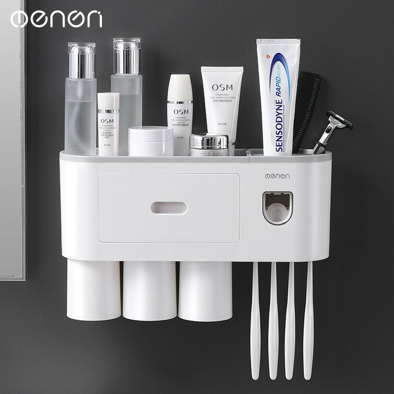 Bộ nhà kem đánh răng tự động oenon chính hãng mới ,nhả kem đánh răng tự động kèm cốc hút từ tính