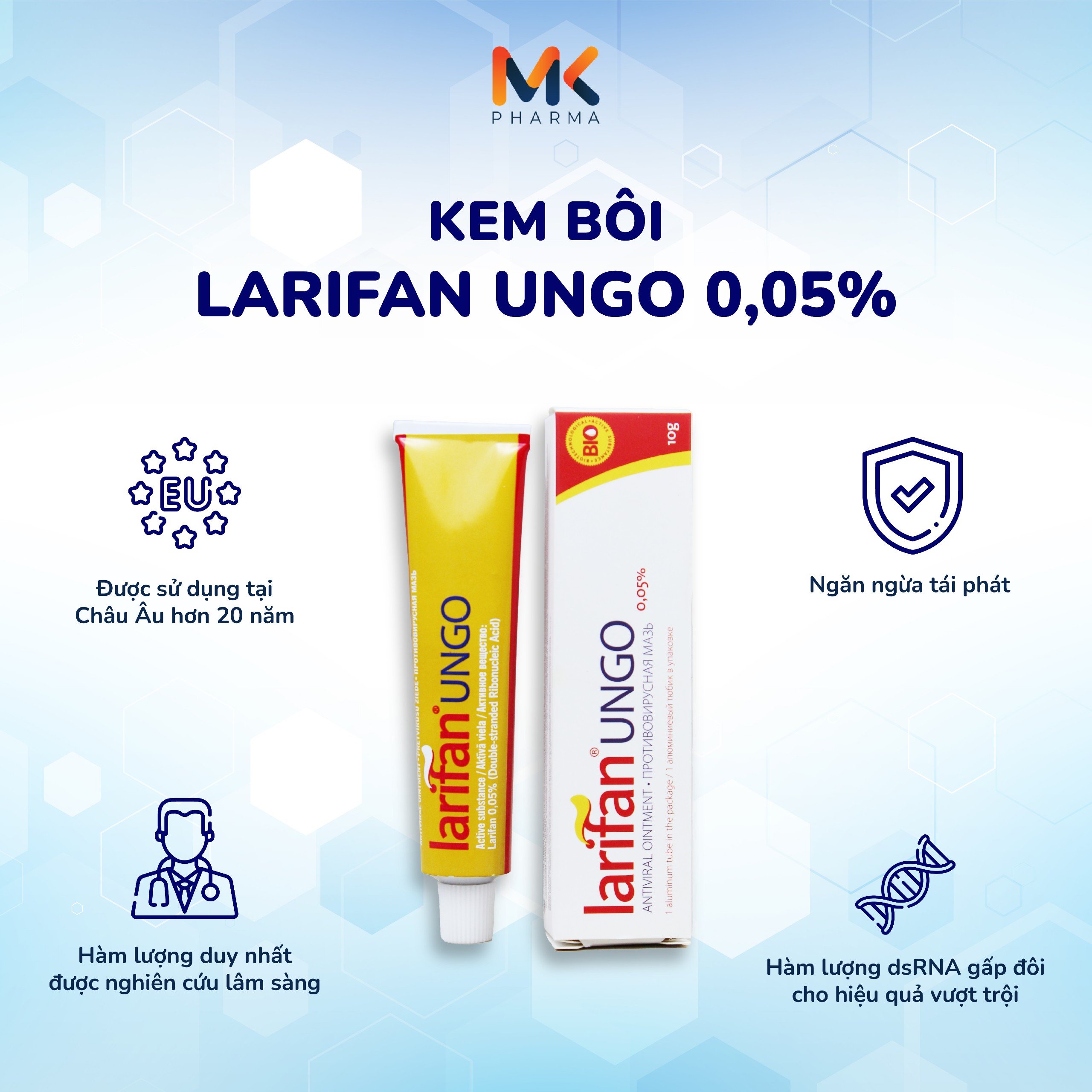 [HCM]Kem bôi Larifan Ungo 0.05% đánh bật sùi mào gà herpes sinh dục