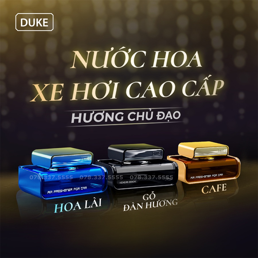 Nước hoa ô tô DUKE cao cấp đặt taplo ô tô khử mùi chống say xe chiết xuất hoàn toàn từ thiên