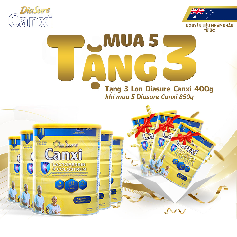 Sữa Non Diasure 850G (NEW) bổ sung thêm Nano Canxi, Omega3, Protein HMB  (Mua 5 tặng 3 hộp 450G)-Sữa dành cho người tiểu đường