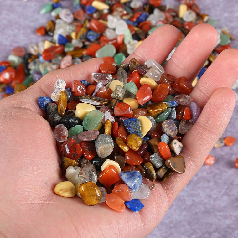 1Kg Đá thạch anh vụn nhiều màu sắc 100% tự nhiên, Vụn đá phong thuỷ thanh tẩy tarot, thạch anh ngũ sắc, Đá vụn thạch anh trang trí nhà cửa, bàn làm việc, bể cá, dải móng nhà