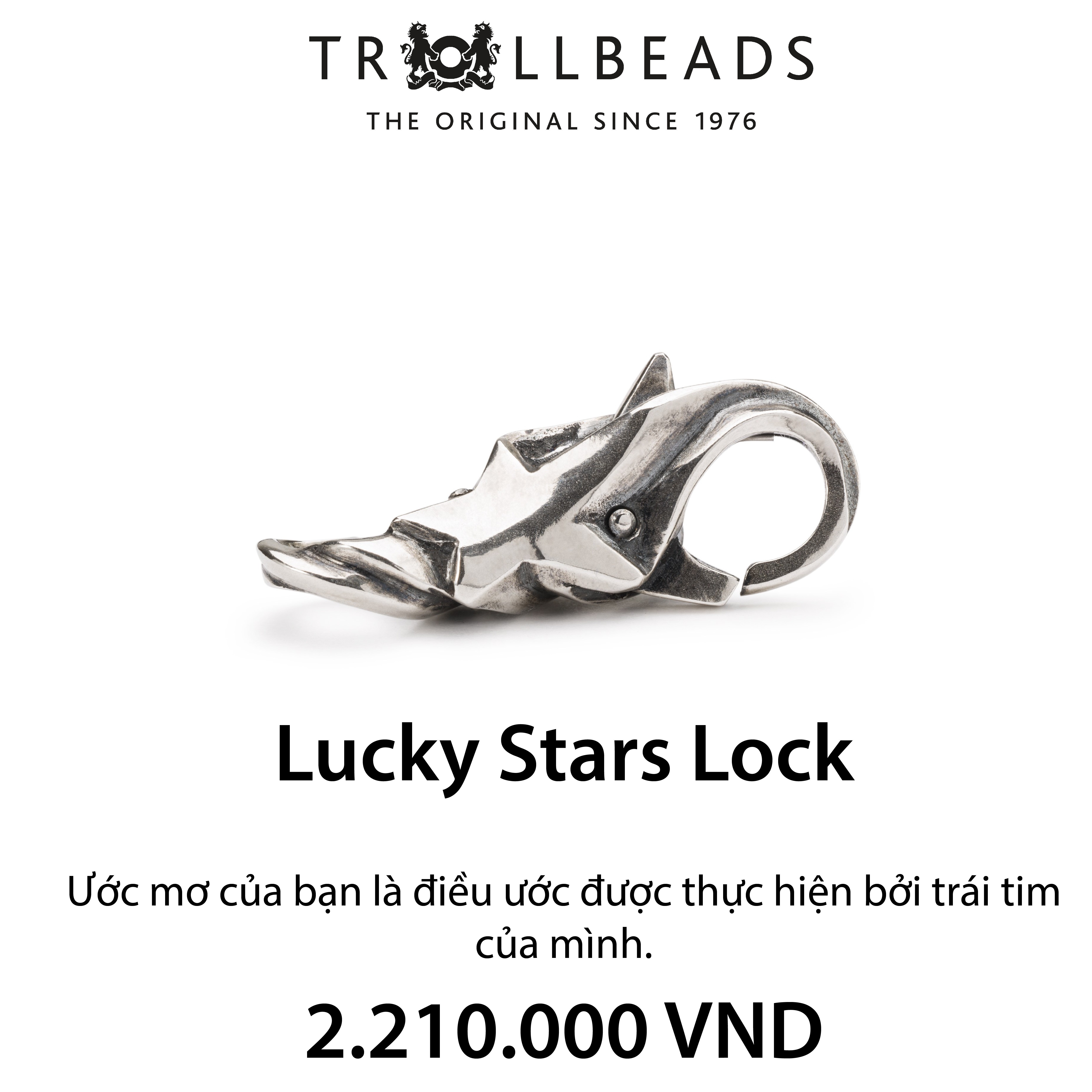 Trollbeads khóa bạc cao cấp lucky stars lock taglo-00080