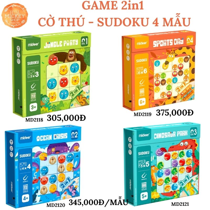 Trò chơi Trí Tuệ Mideer Sudoku 2 trong 1 có 4 cấp độ cho bé từ 3 4 5 6