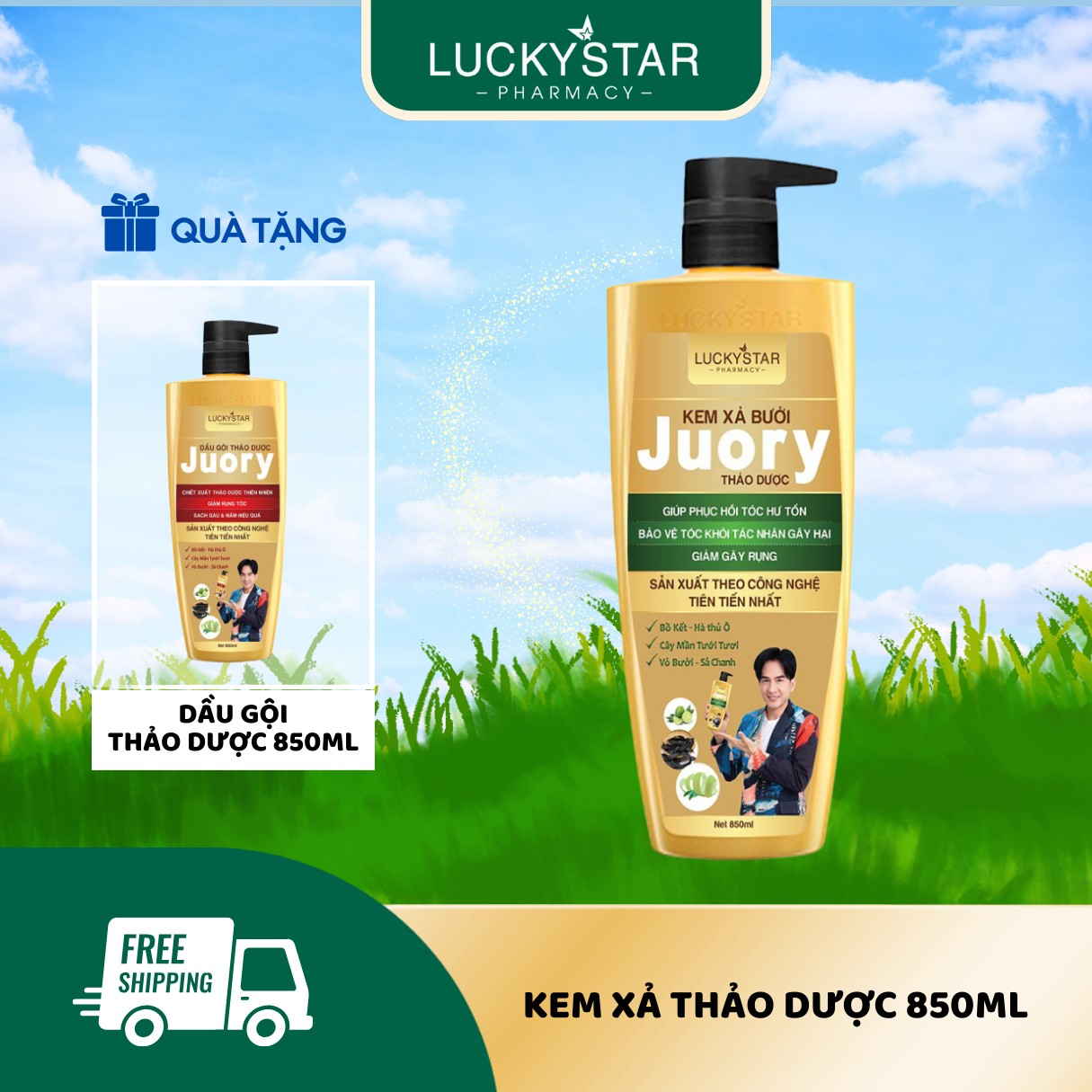 MUA 1 TẶNG 1 KEM XẢ THẢO DƯỢC JUORY 850ML - LUCKY STAR - NEW - TẶNG DẦU GỘI