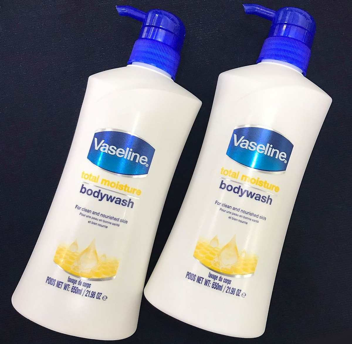Sữa tắm dưỡng ẩm vaseline total moisture body wash 650ml chính hãng - 6327