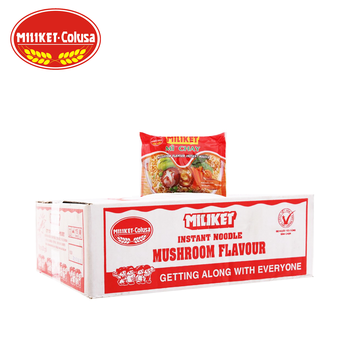 Thùng 30 gói mì chay mushroom flavour instant noodle miliket