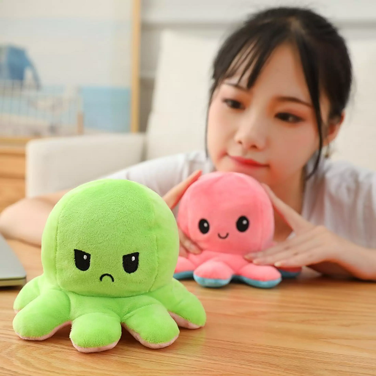 Gấu Bông Bạch Tuộc Cảm Xúc - Gấu Bông 2 Mặt Dễ Thương, Lông Mịn.