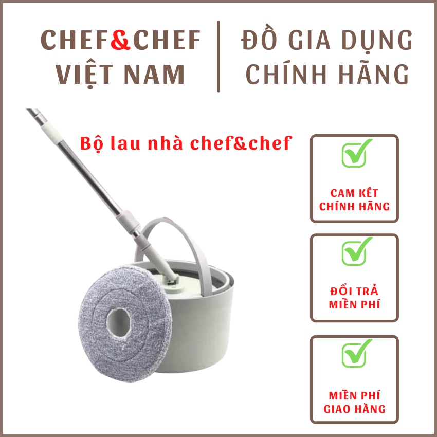 Bộ lau nhà 360 độ Bộ cây lau nhà Chef & Chef chính hãng xoay 360 độ kèm cây chổi và 1 bông lau, thùng, cây lau nhà, lau nhà, bộ lau nhà, bộ cây lau nhà 360 độ, cây lau nhà thông minh, chổi lau nhà
