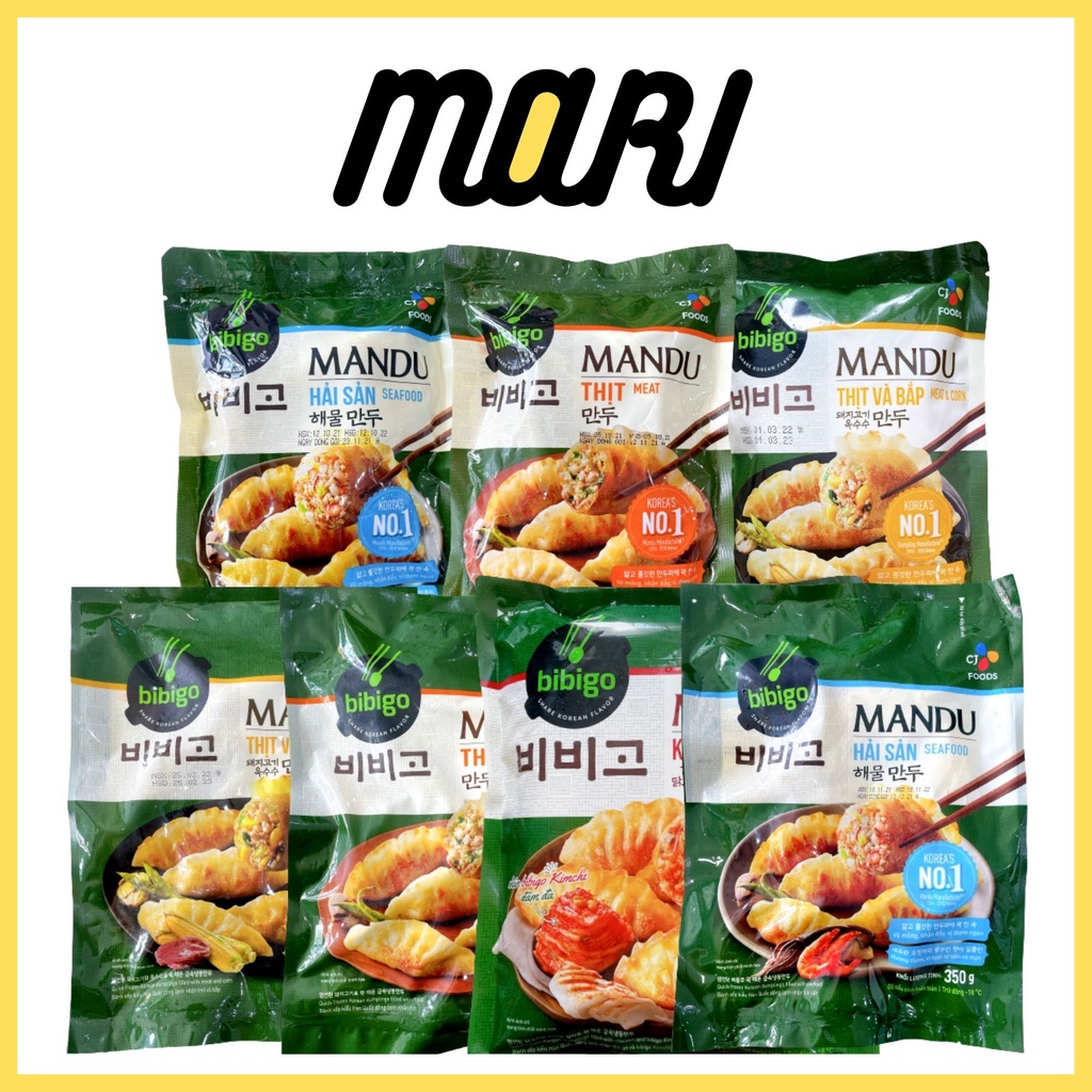 [ship hcm] bánh xếp hàn quốc (mandu bibigo nhân thịt, nhân hải sản, nhân kimchi & gà...)