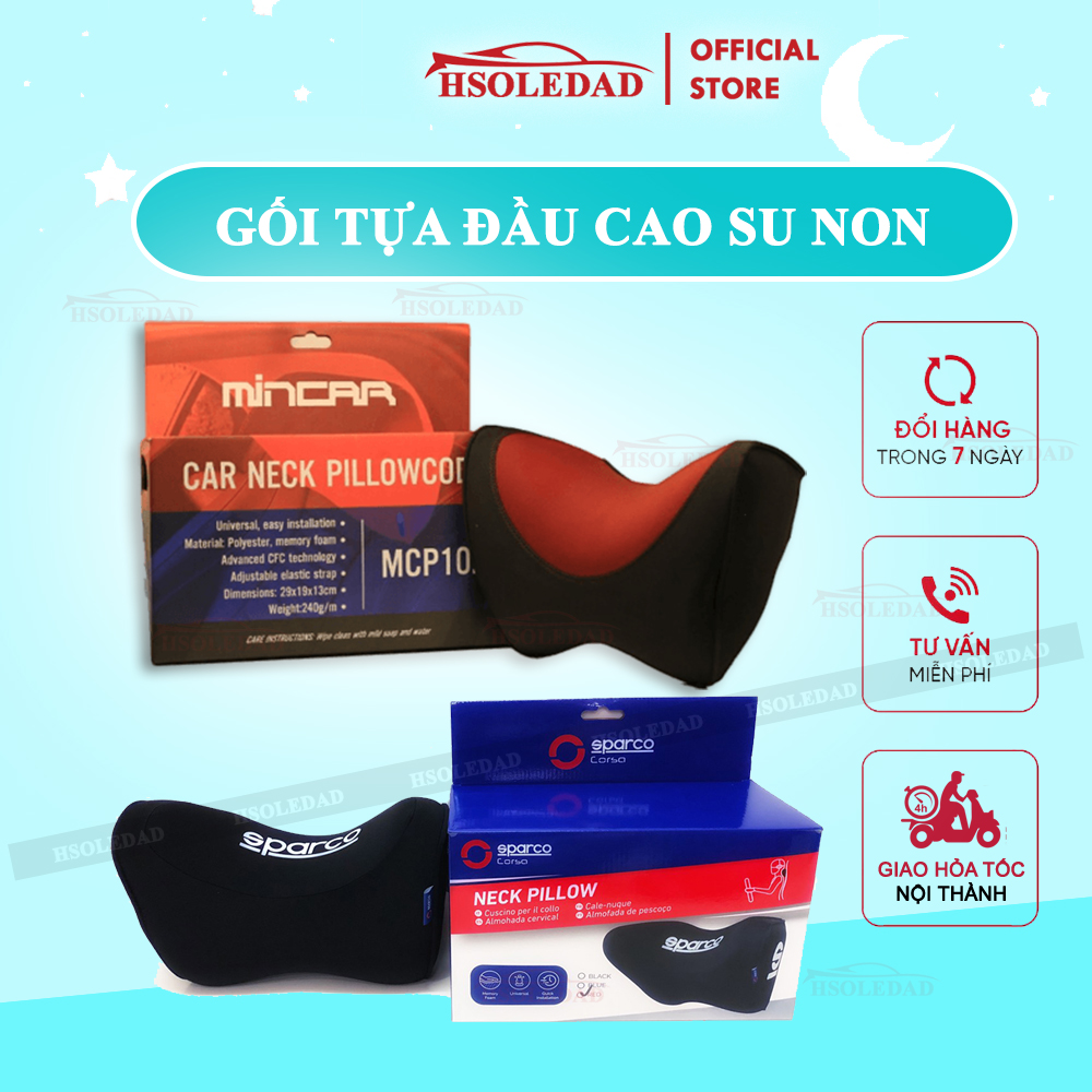 Gối tựa đầu ô tô cao su non hàng Mincar và Sparco cao cấp có tem chống giả