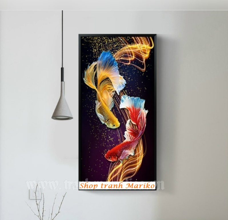 [HCM]Tranh đính đá Vũ Điệu Song Ngư Y8332 kích thước 60 x 100 cm