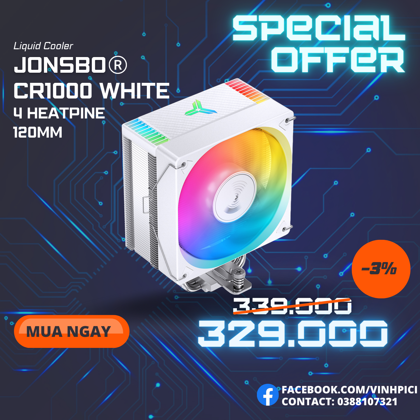 Tản nhiệt khí CPU JONSBO CR1000 EVO WHITE [NEW]