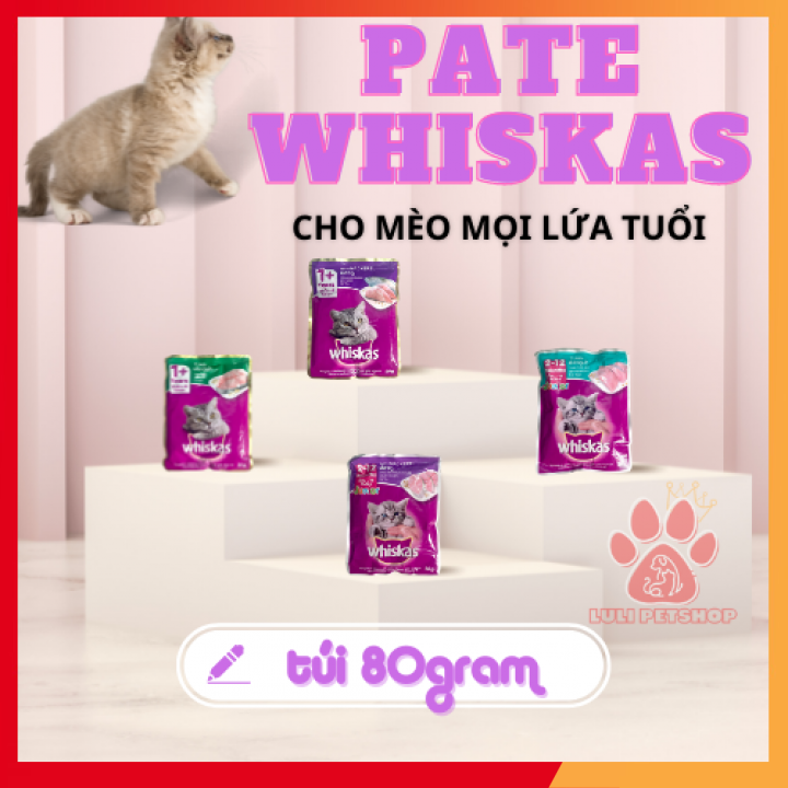 Pate cho mèo WHISKAS 😽Mọi Lứa Tuổi😽 túi 80g nhiều vị, bổ sung nhiều dinh dưỡng