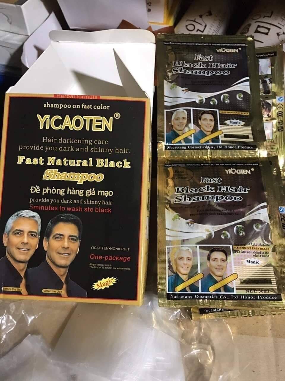 [HCM]Hộp 10 Gói Dầu Gội Đen Tóc Yicaoten Nhân Sâm