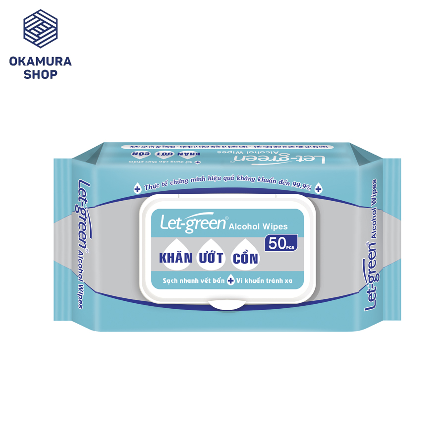 Khăn ướt cồn let green - gói 50 tờ