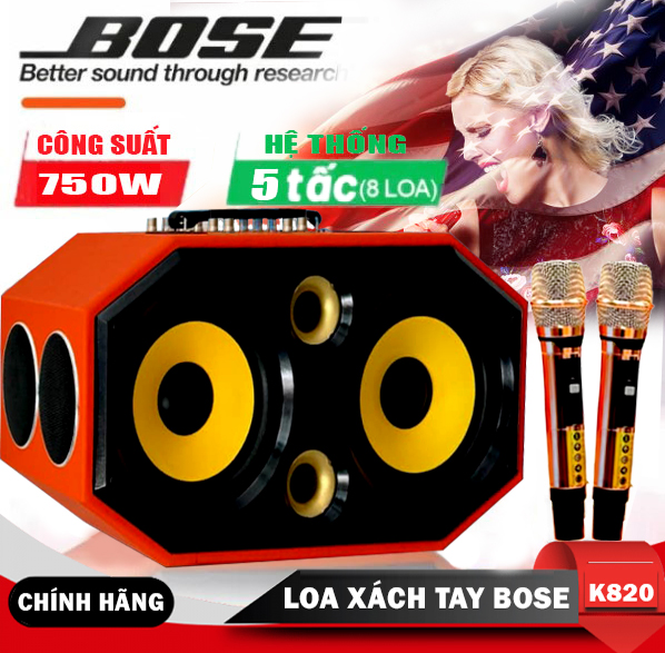 HÀNG Mỹ SIÊU PHẨM 2024 | Loa Xách Tay Karaoke BOSE K820 Pro, Công Suất Lớn 750W, Hệ Thống 8 Loa, 8 Đường tiếng, Bass 25cm Và 2 Loa Treble - Có Reverb, Pin 10h Hát Karaoke Cực Hay, Kèm 2 Micro Không Dây