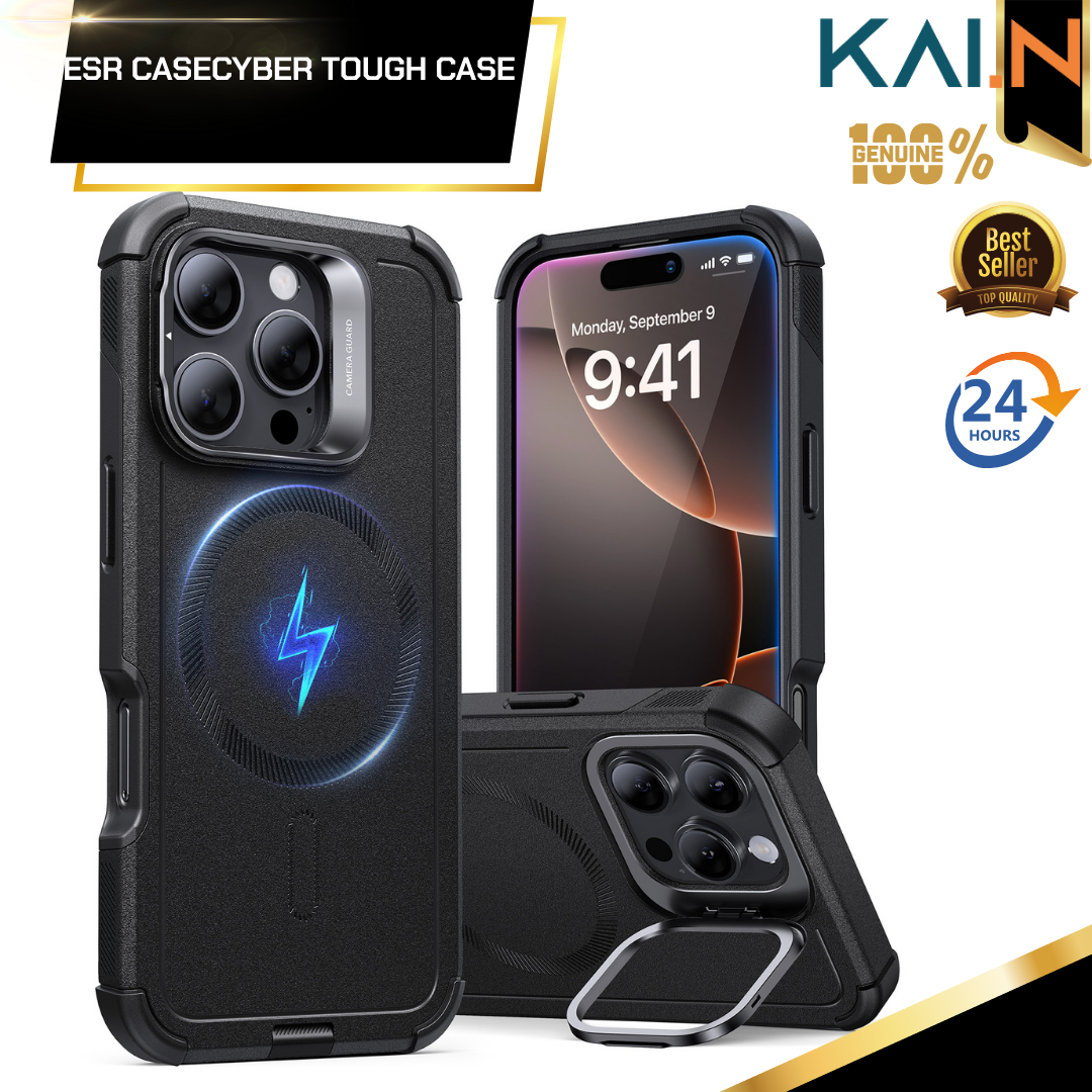 Ốp Lưng ESR Dành Cho iPhone 16 Promax/ iPhone 16 Pro, ESR Cyber Tough Case with Stash Stand (HaloLock), Sạc Từ Tính