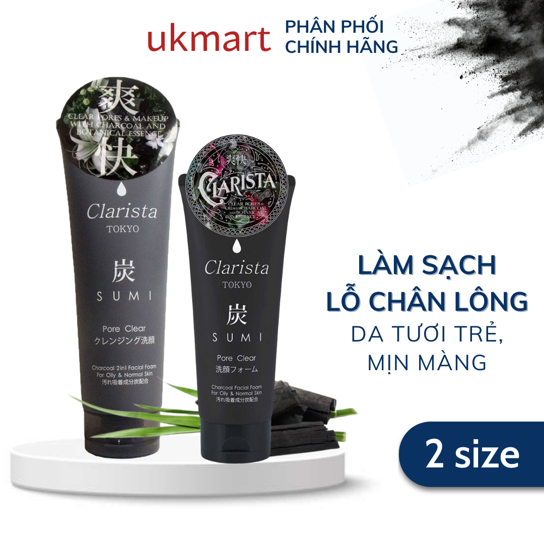 Sữa Rửa Mặt Than Hoạt Tính Clarista Charcoal Facial Foam For Oily & Normal Skin 130 160g