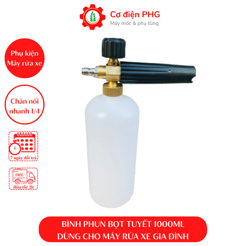 Bình phun bọt tuyết 1000ml lắp máy rửa xe| Bình tạo bọt tuyết