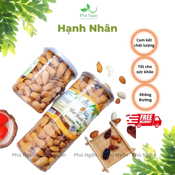 Hạnh nhân rang bơ, hạnh nhân Mỹ loại còn vỏ ăn liền hộp 500gr