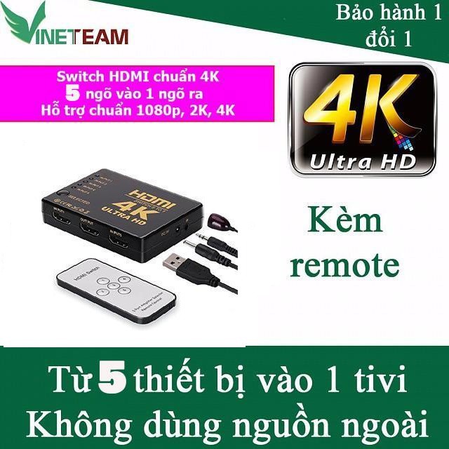 Hdmi switch 4k 5 in 1 out 5 cổng vào 1 cổng ra có điều khiển -dc780