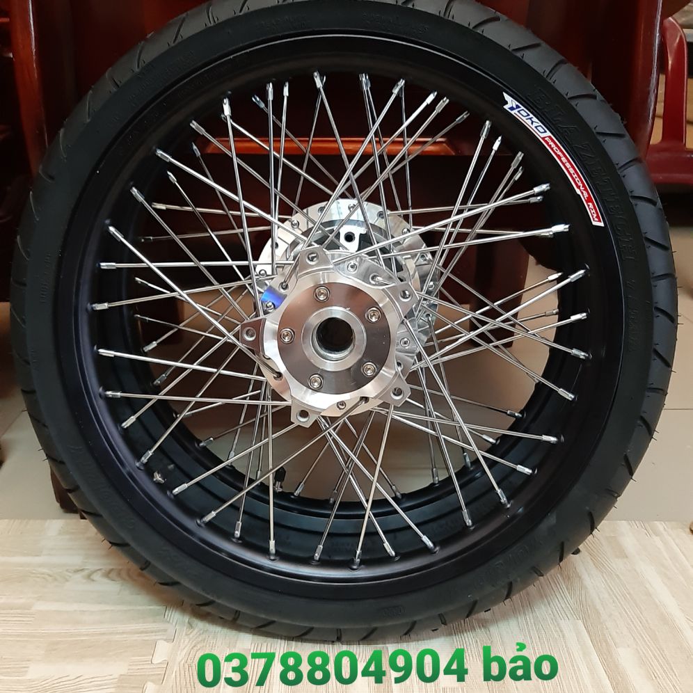 Bánh căm EXCITER 150 căm đùm mạ crom niềng nhôm YOKO full vỏ ruột BLAZETECH như hình