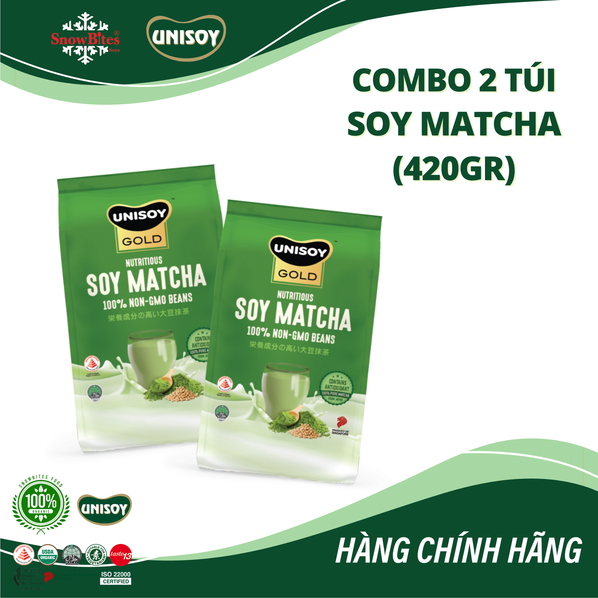 Combo 2 túi bột đậu nành matcha unisoy shop2save