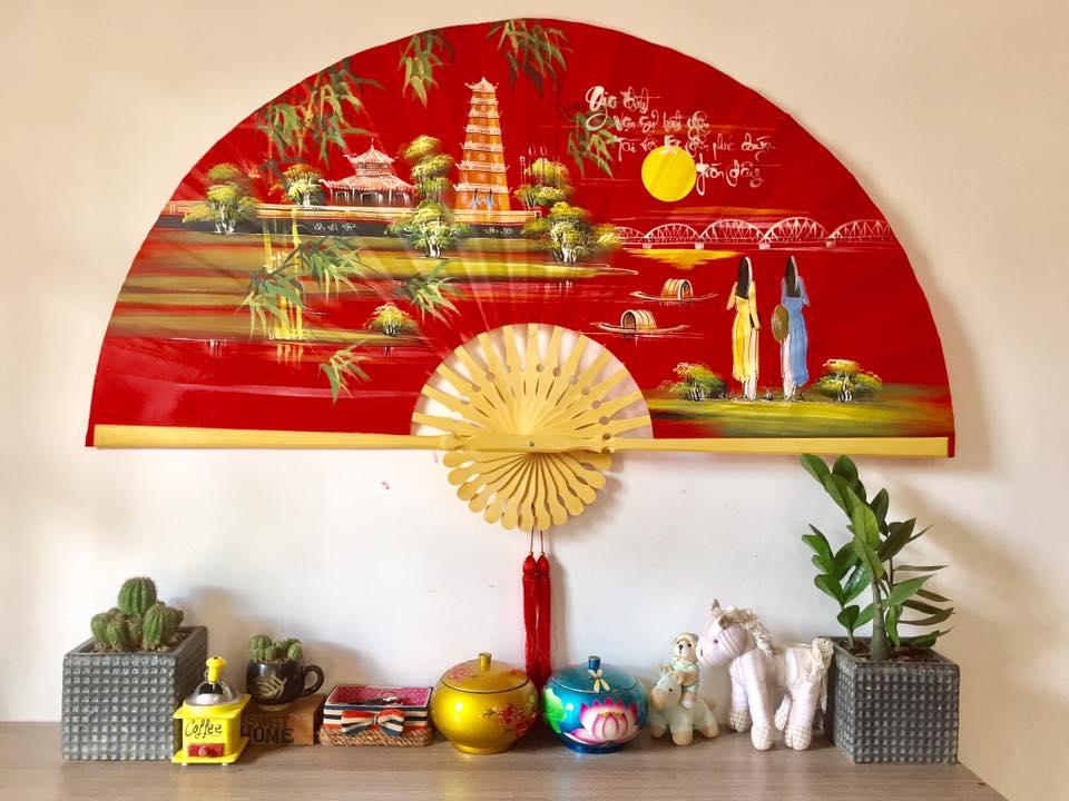 Quạt tranh treo tường LOẠI TO 1,5m  MIỄN SHIP ( vải lụa )