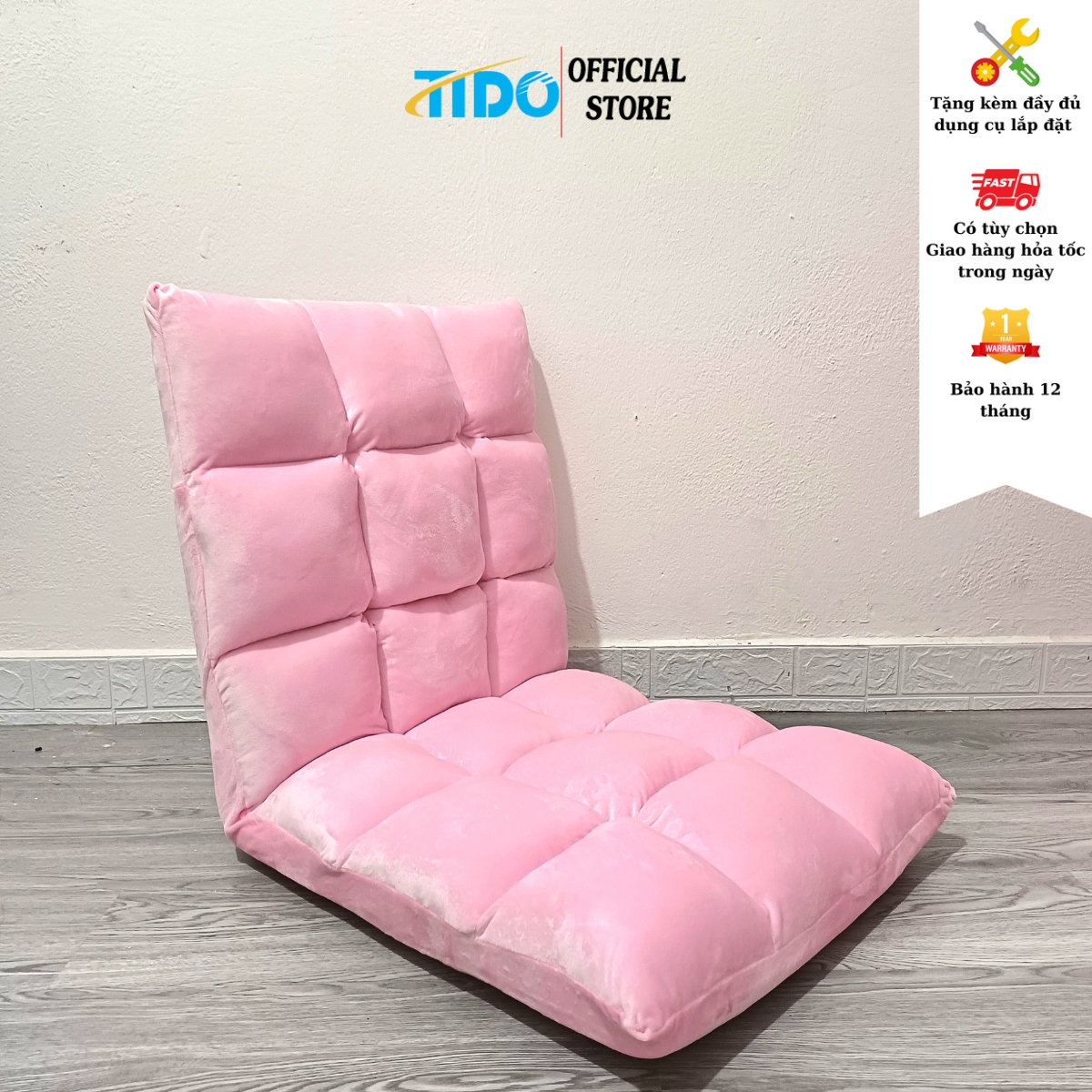 Ghế bệt tatami tựa lưng TIDO ghế lười thư giãn kiểu Nhật điều chỉnh 5 cấp độ, khung sắt cứng cáp chịu lực đến 120kg