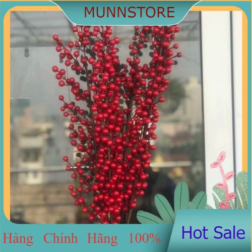 Combo 2 cành hoa đào đông đỏ đào đông 12 nhánh decor trang trí ngày tết may mắn tài lộc siêu hot tết 2022