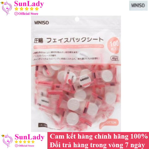 Mặt nạ giấy nén nhật bản miniso gói 100 viên