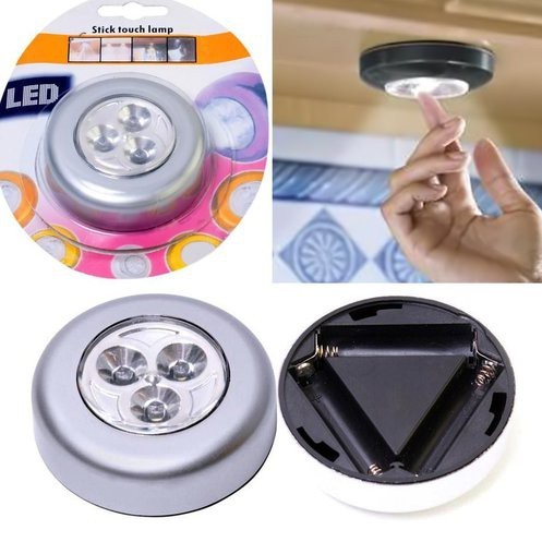 Đèn led dán tường 3 bóng led nhấn để bật tắt dùng pin tiểu aaa - mrphukien