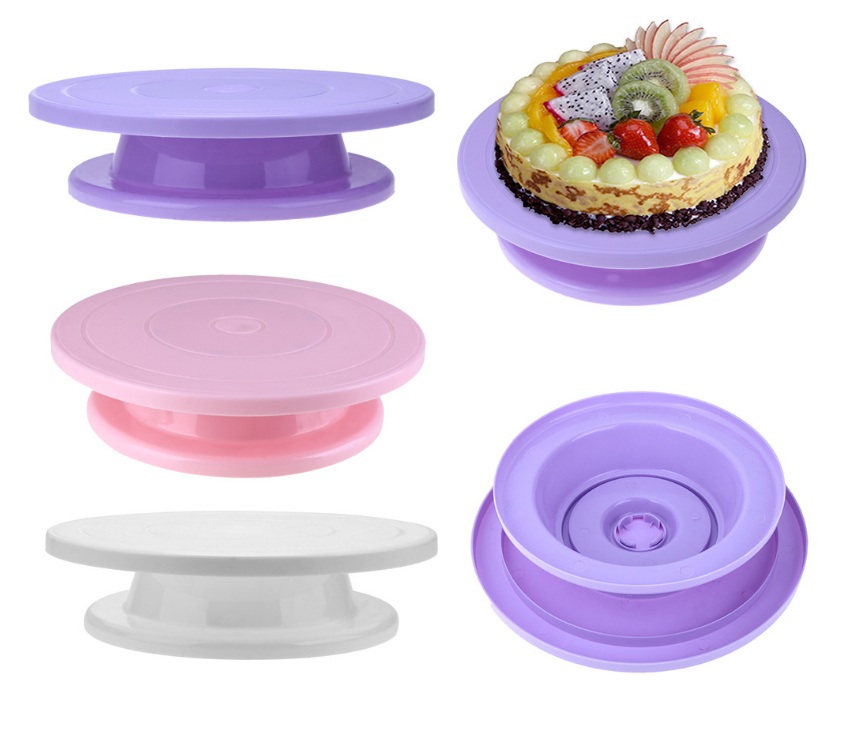 Bàn xoay tranh trí bánh kem, Bàn xoay làm bánh kem, dụng cụ chà láng làm bánh sinh nhật dclb (Màu Xanh Navy)