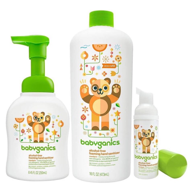 Nước rửa tay khô diệt khuẩn em bé Babyganics