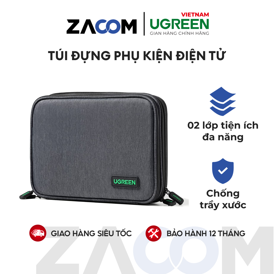 [HCM]Túi 2 lớp tiện ích đựng phụ kiện điện tử kích thước 24.5x17.5x5cm Ugreen 50147