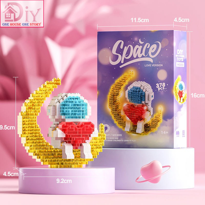 Bộ Đồ Chơi mô hình lego lắp ráp phi hành gia mặt trăng tặng hoa đáng yêu Sáng Tạo Quà tặng Dành Cho Nam Và Nữ