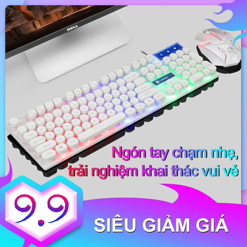 【New Be】Bàn phím G21, đèn LED cầu vồng nhiều màu sắc, bàn phím chống nước có đèn nền, bàn phím chơi game, bàn phím treo tròn, bàn phím PC