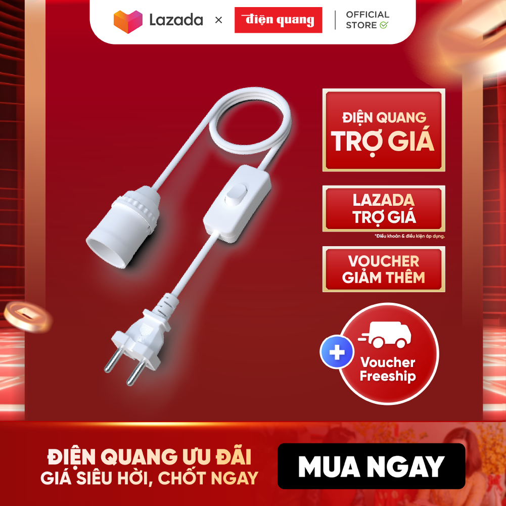 Chuôi đèn liền công tắc điện quang đq lh e27