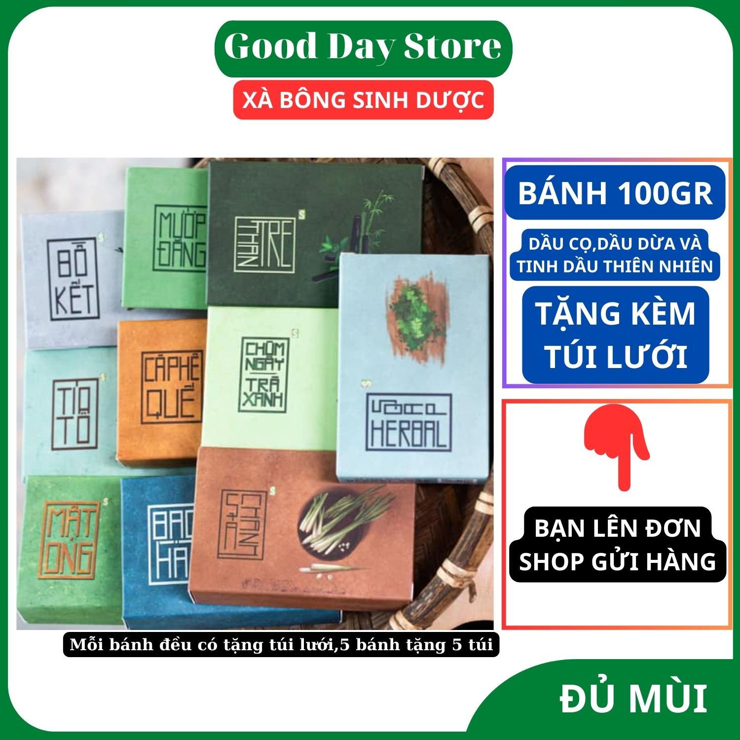 Xà bông Sinh dược, xà phòng giảm mụn lưng, chiết xuất 100% từ thảo dược thiên nhiên( mướp đắng, nghệ mật ong, chùm ngây)