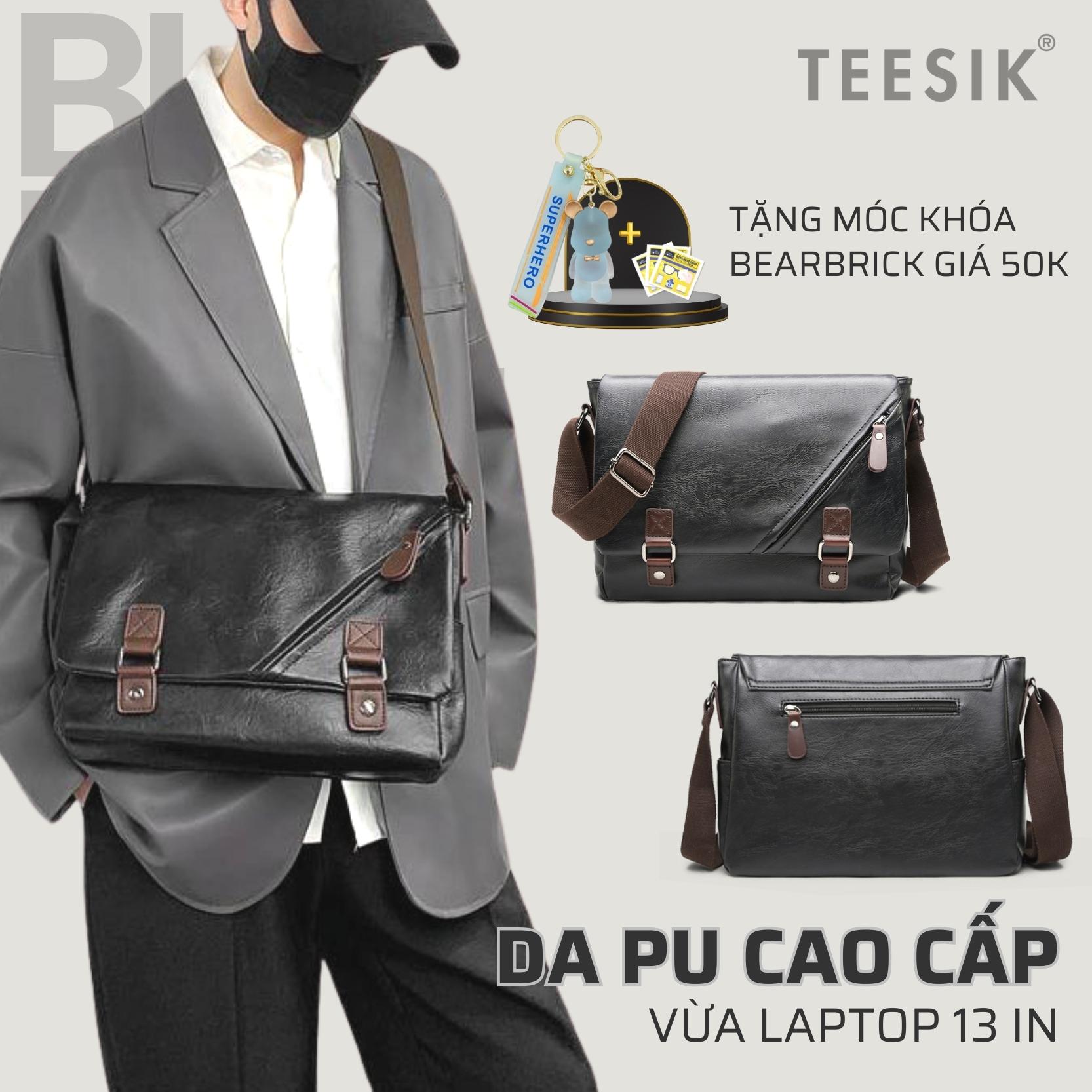 Cặp đeo chéo nam cao cấp TEE SIK cặp xách công sở đựng laptop 13 in chất liệu da PU dày dặn nhiều ngăn TS35
