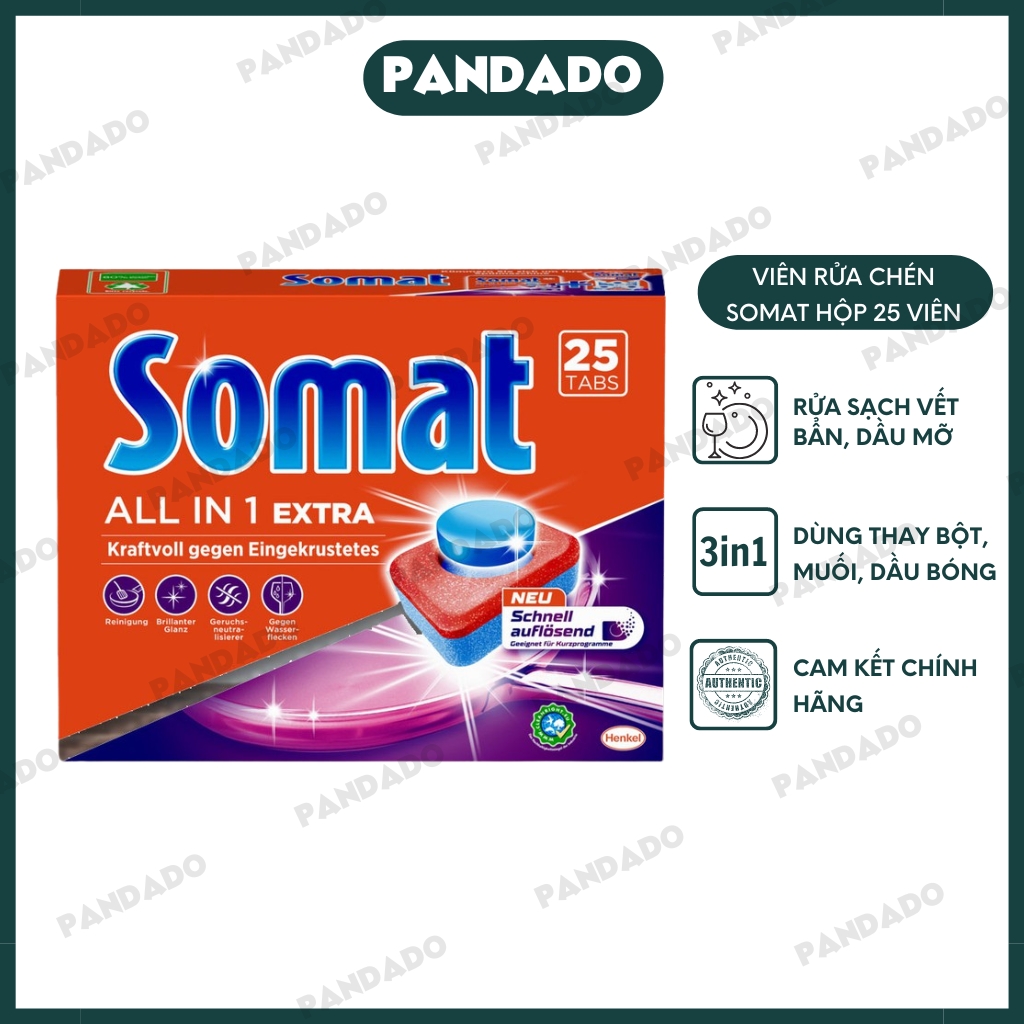 Viên rửa chén Somat All In One Extra hộp 25 viên của Đức - PANDADO