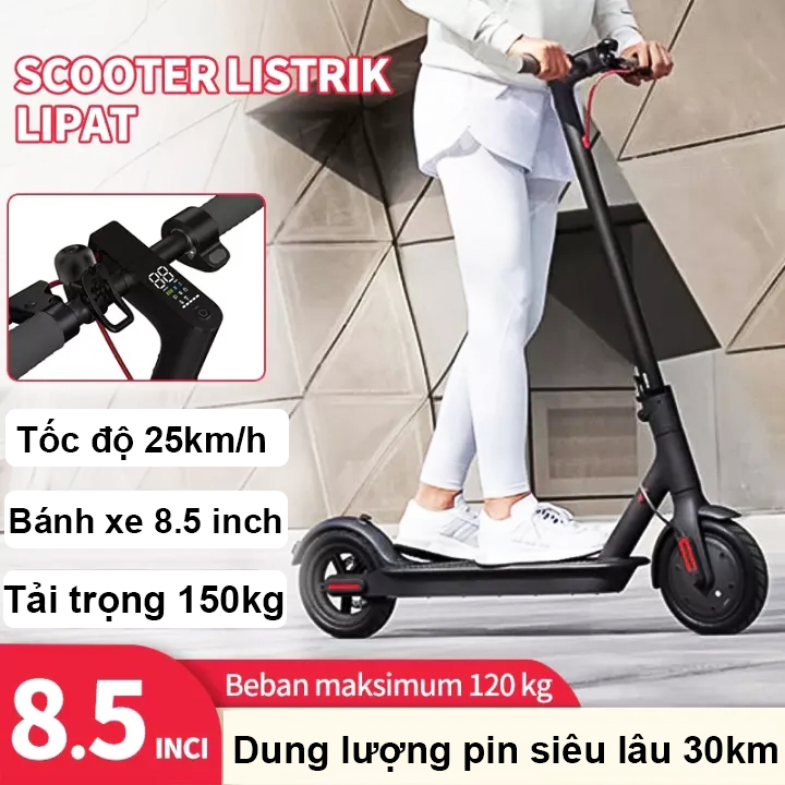 Xe điện gấp gọn S5-3B,Xe điện mini gấp gọn,xe scooter điện bánh 8.5 inch,tích hợp màn hình điện tử 30km/lần sạc,tốc độ tối đa 25km