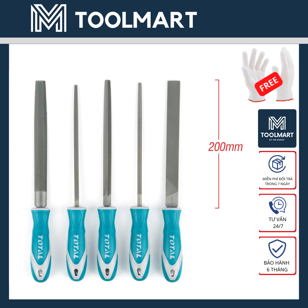 Bộ 5 mài dũa sắt total - thép cr-v siêu bén, không gỉ cao cấp