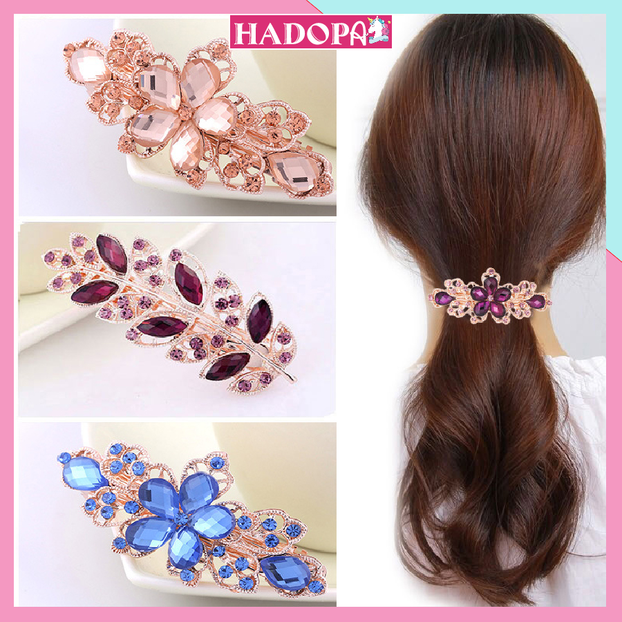 Kẹp Tóc Đẹp Đính Đá Hình Chiếc Lá Dễ Thương Phong Cách Hàn Quốc Cực Cute Cho Bạn Nữ HADOPA KT10