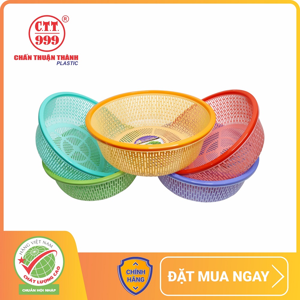 Combo 5 Rổ nhựa tròn có viền 28cm Chấn Thuận Thành đựng đồ, đựng rau củ, đa năng tiện dụng hàng Việt Nam Chất Lượng Cao RV2820-5 (nhiều màu)