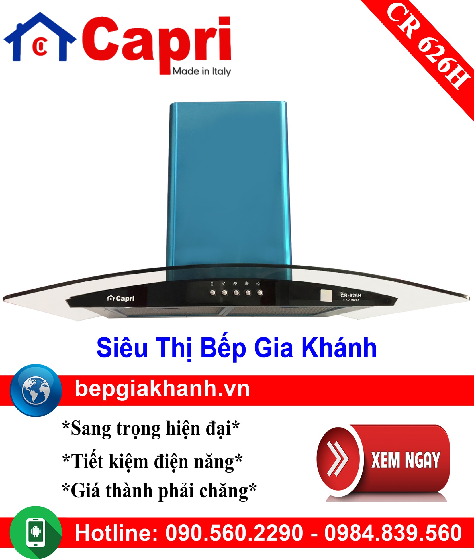 [HCM]Máy hút mùi dạng kính cong 70cm Capri CR 626H, máy hút mùi nhà bếp, máy hút mùi bếp, máy hút mùi kính cong, máy hút mùi canzy, máy hút mùi mini, máy hút mùi âm trần, máy hút mùi electrolux, may hut mui