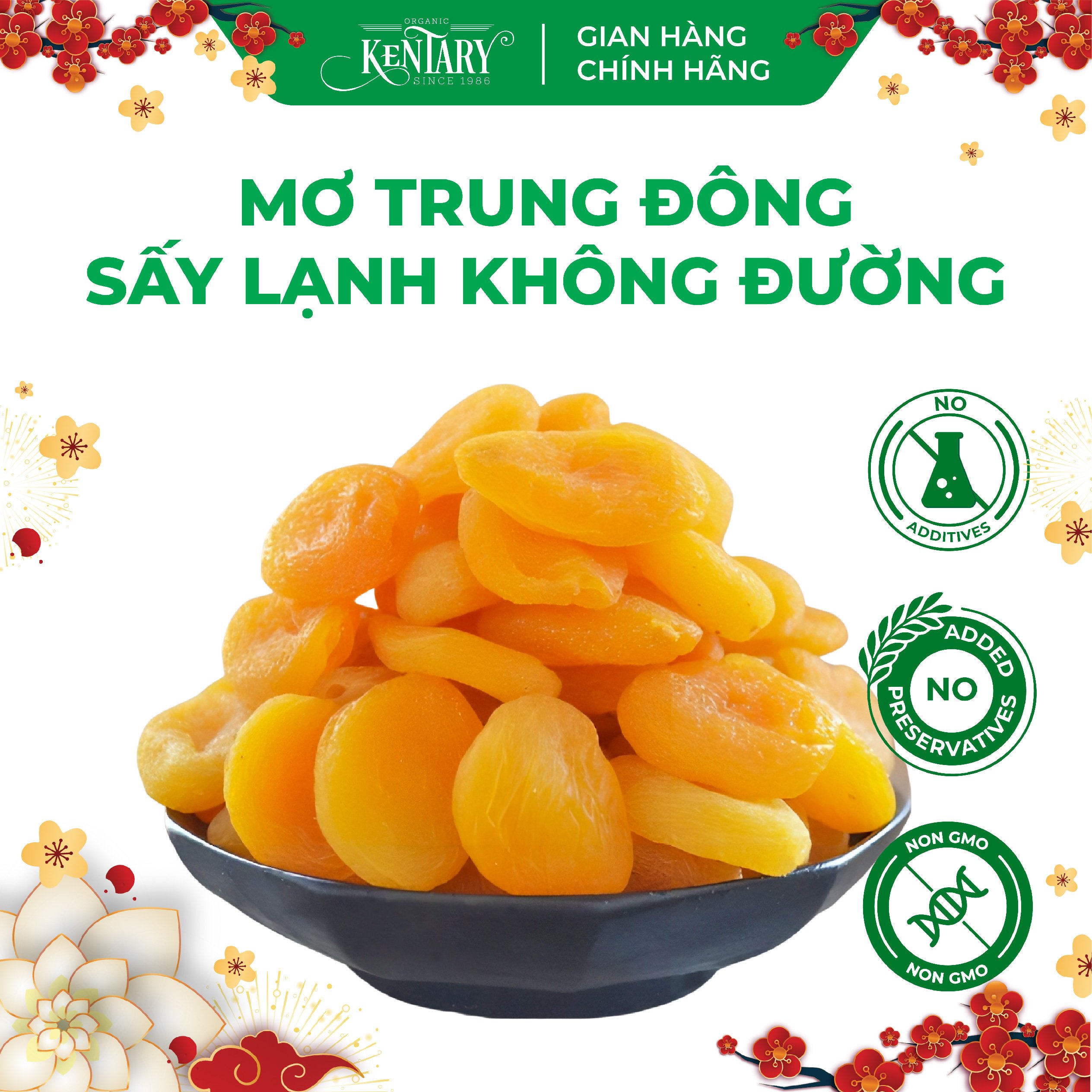 Mơ Trung Đông sấy lạnh không đường Kentary túi 200gr vị chua ngọt nhẹ nhàng không chất bảo quản giúp đẹp da, dánh xinh - đồ ăn vặt